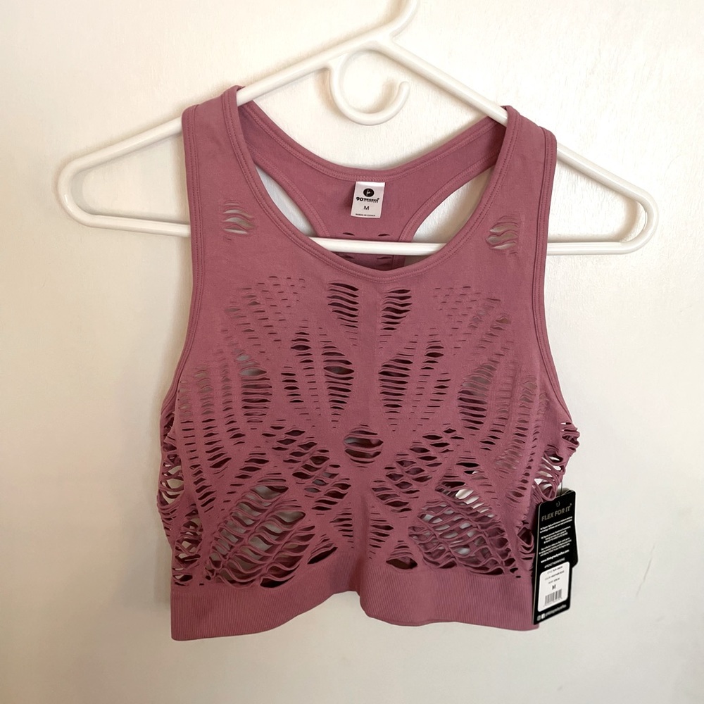 ***SOLD***90 Degree by Reflex Textured Seamless Crop Top - Size M - Picture 3 of 9